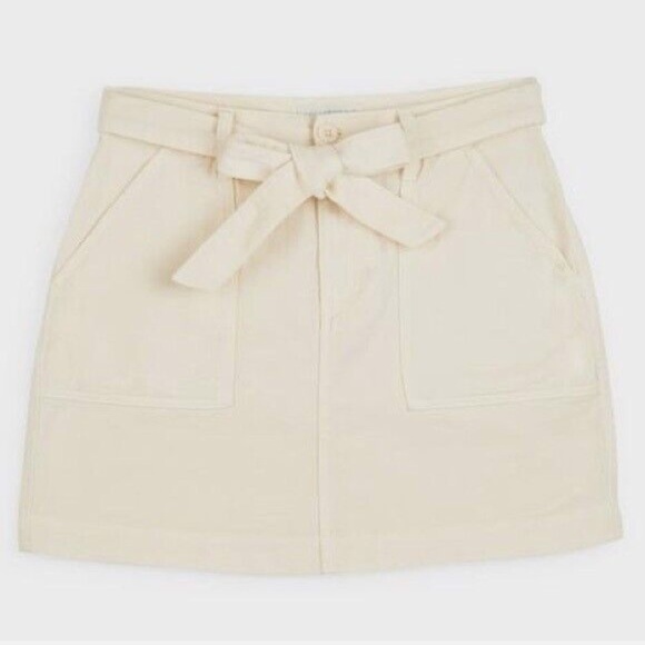 Lucky brand Utility mini skirt with belt 30” waist 16” length cotton belted - Picture 2 of 10